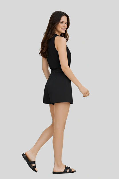 The Asymmetrical Skort That Keeps the Silhouette Secure Black