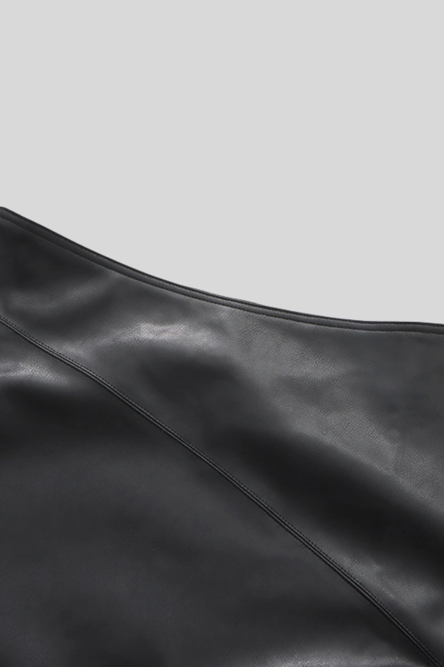 Asymmetrical Faux Leather Midi Skirt With Lace Color: