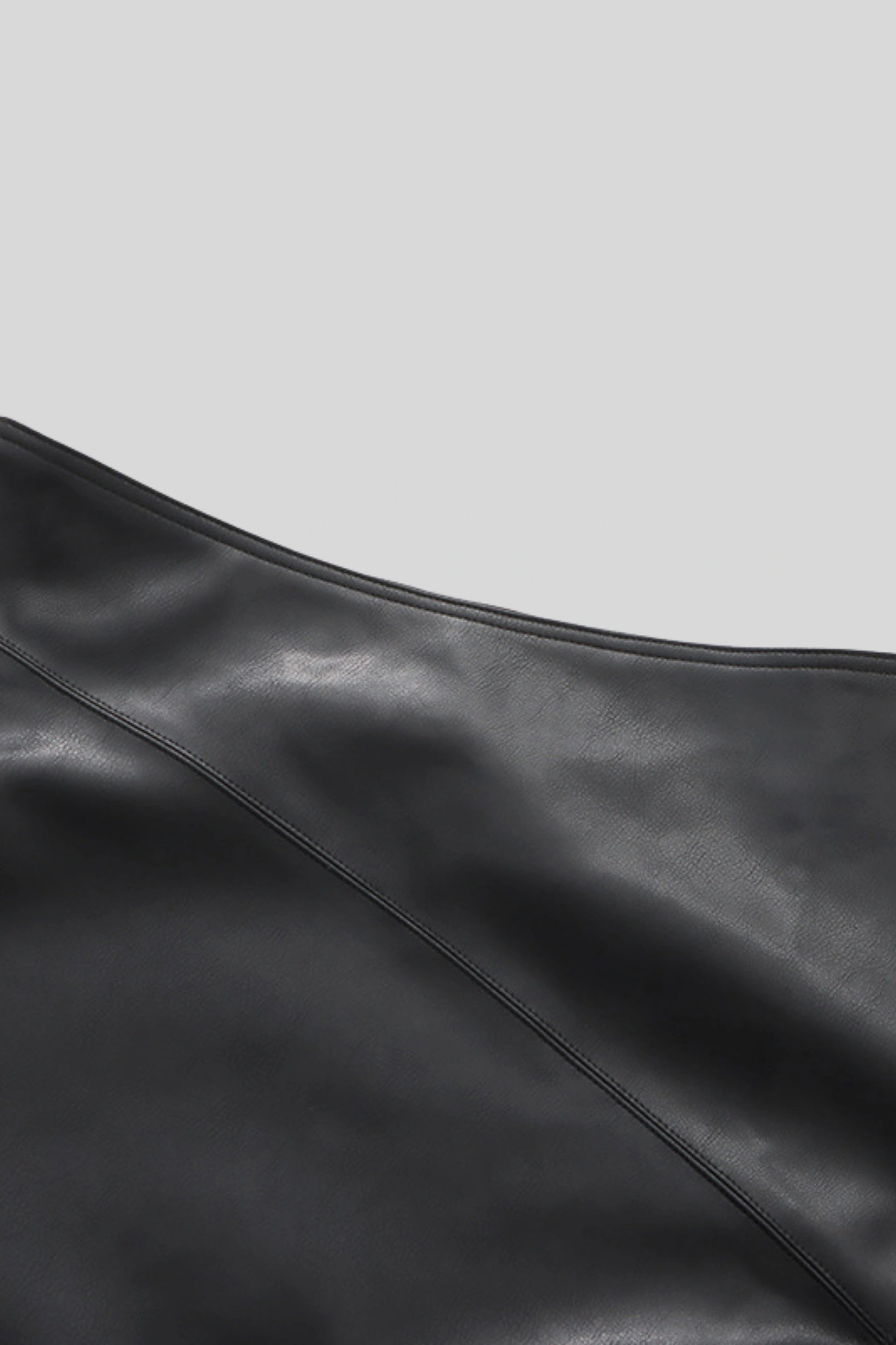 Asymmetrical Faux Leather Midi Skirt With Lace Color: