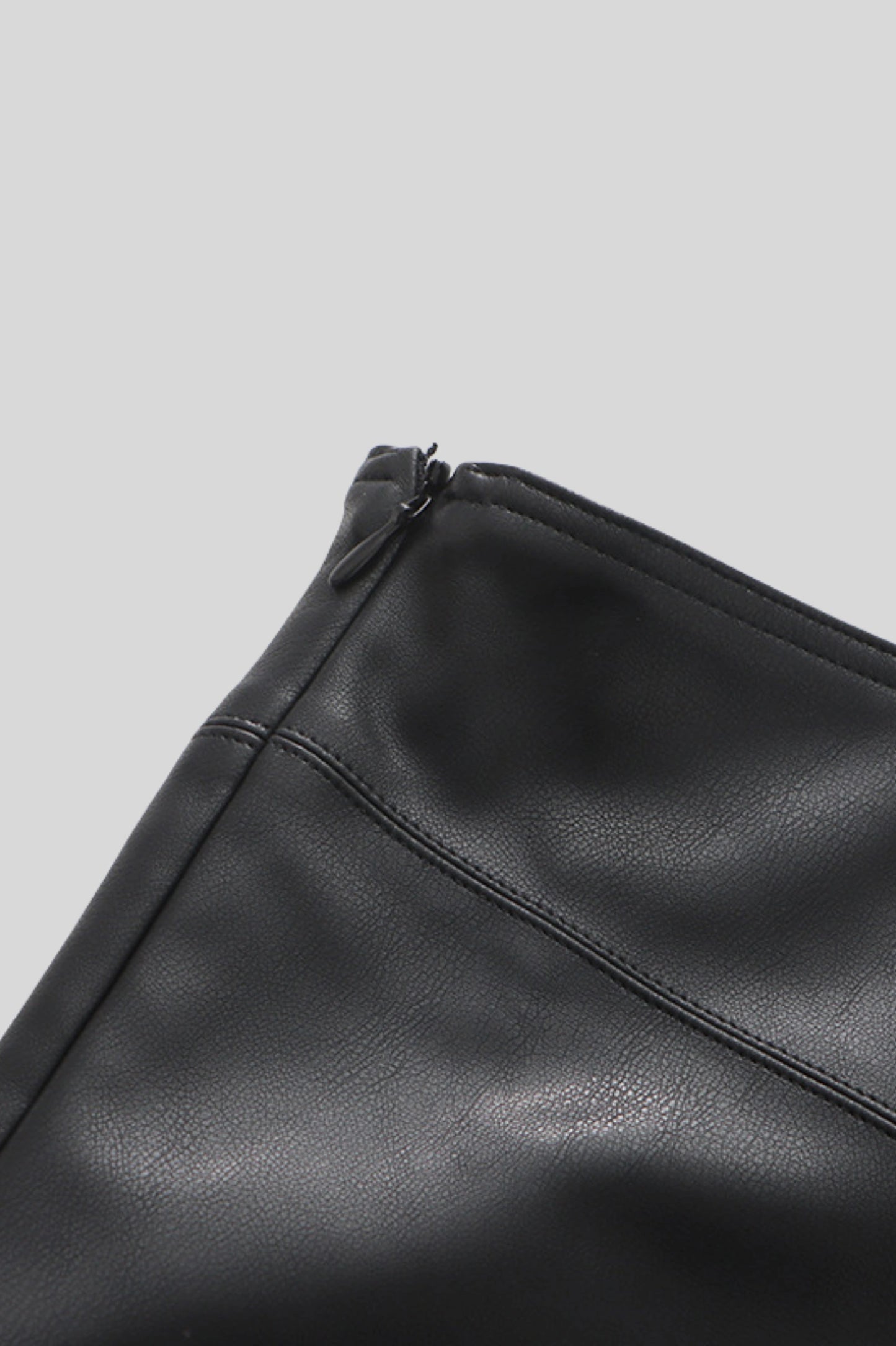 Asymmetrical Faux Leather Midi Skirt With Lace Color: