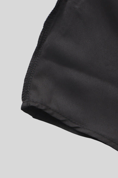 Asymmetrical Faux Leather Midi Skirt With Lace Color: