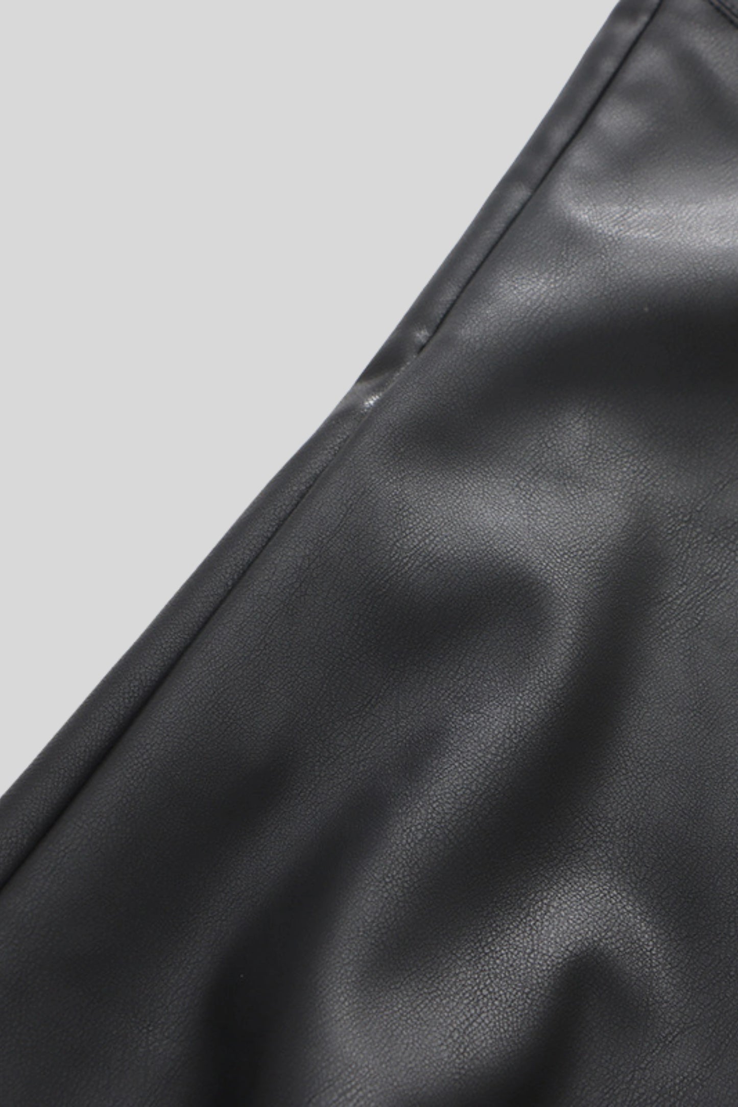 Asymmetrical Faux Leather Midi Skirt With Lace Color: