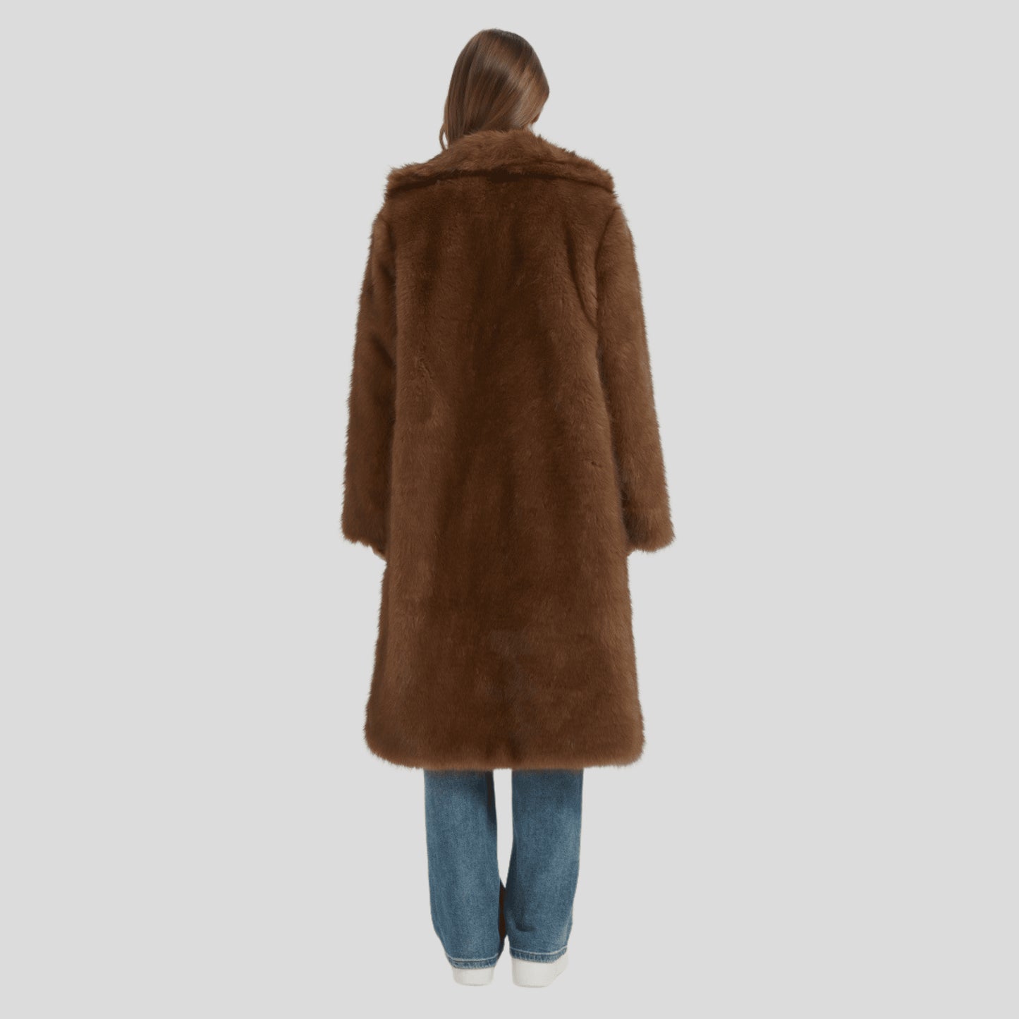 Alzya long faux fur coat warmth Brown 