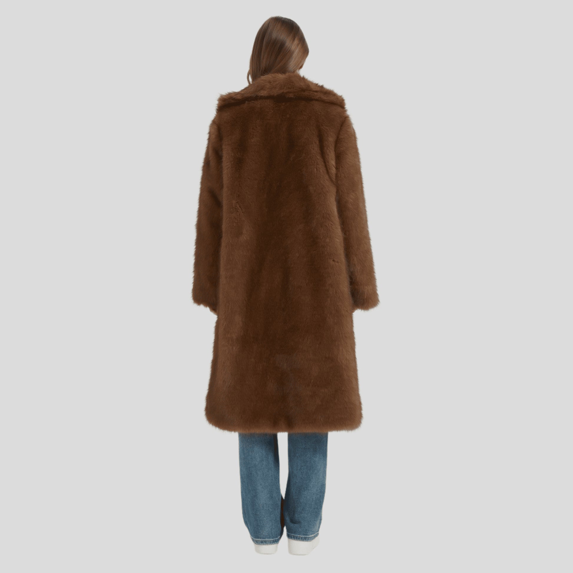 Alzya long faux fur coat warmth Brown 
