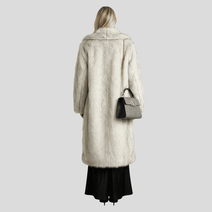 Alzya long faux fur coat warmth Gray