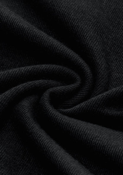 Asymmetric Draped Neck Long-Sleeve Top Black
