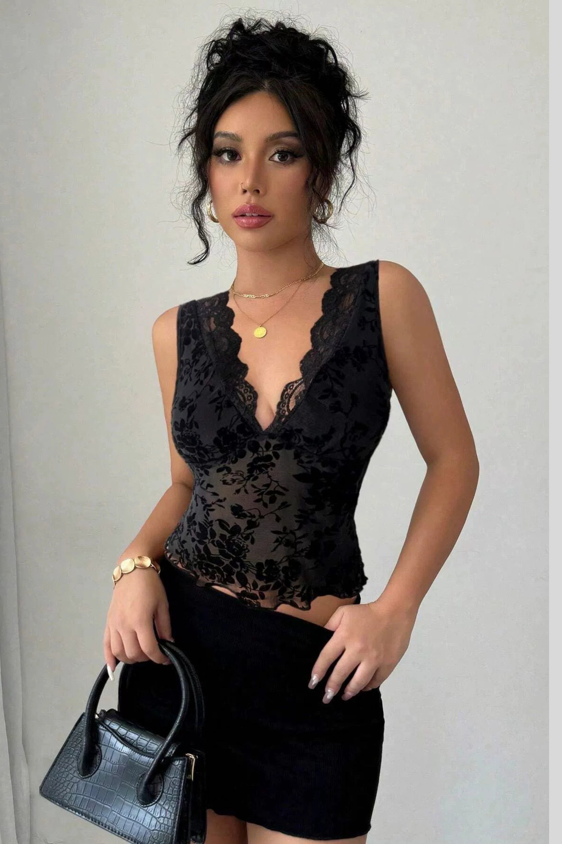 Black Sleeveless Crop Top Size: