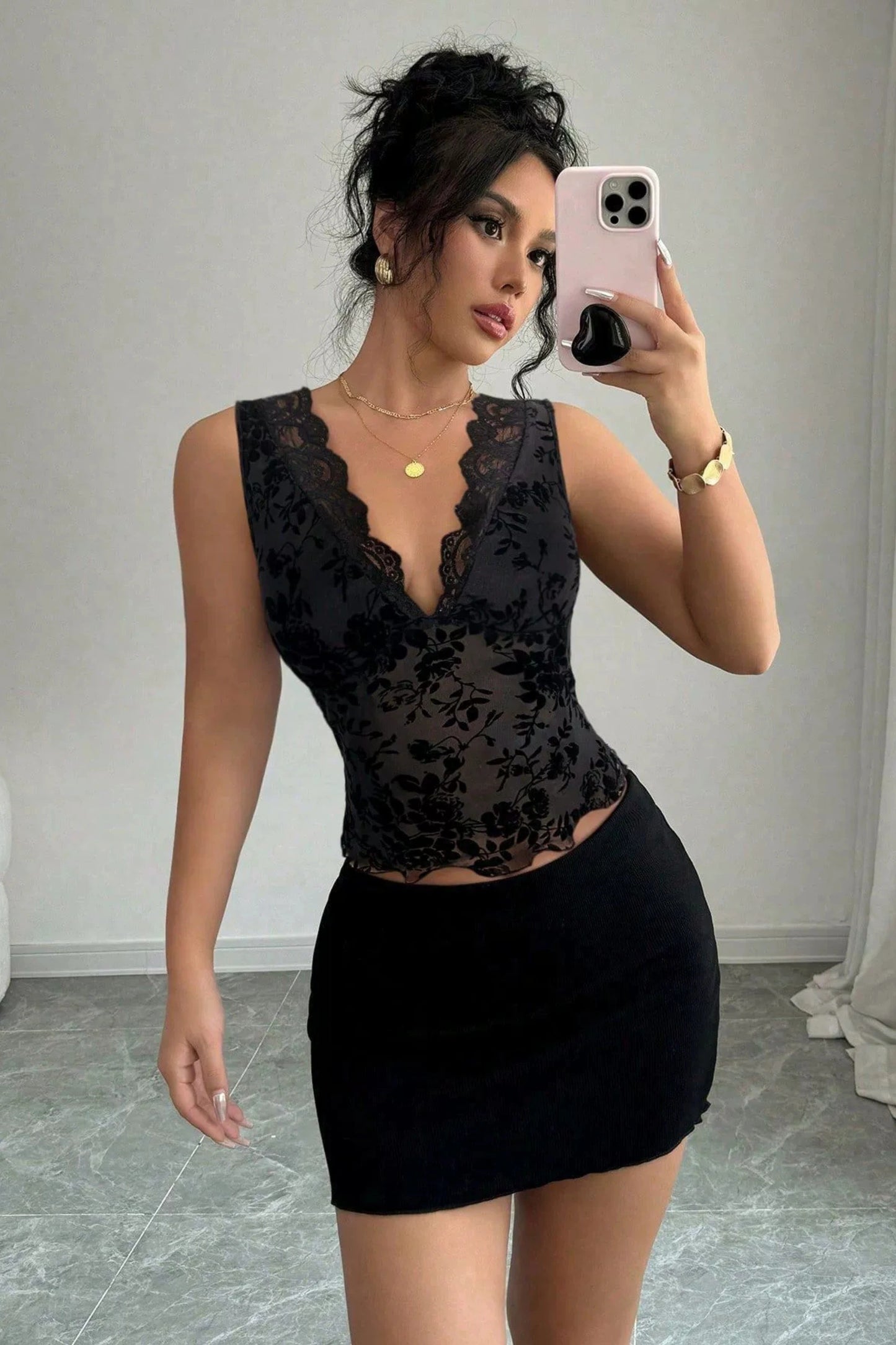 Black Sleeveless Crop Top Size: