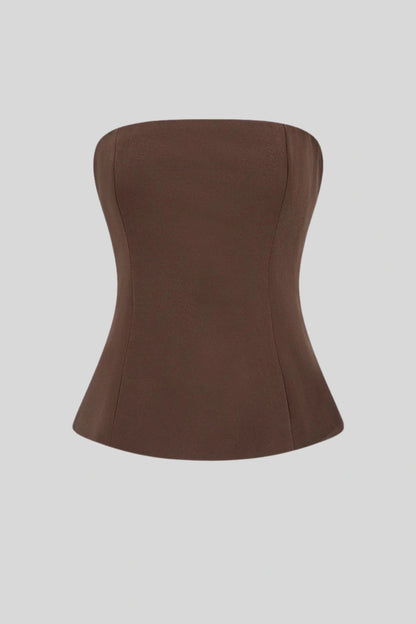 Cape Sleeve Keyhole Peplum Top Brown
