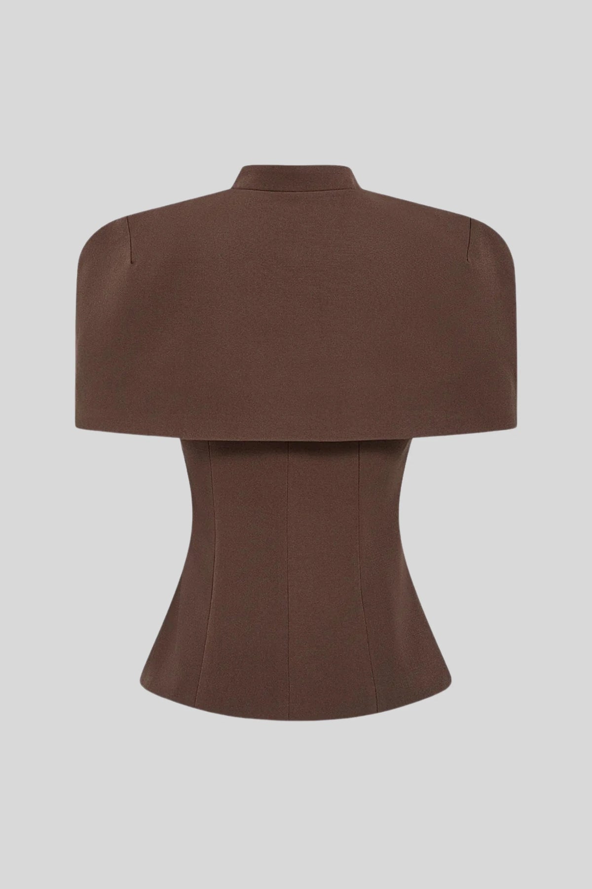 Cape Sleeve Keyhole Peplum Top Brown