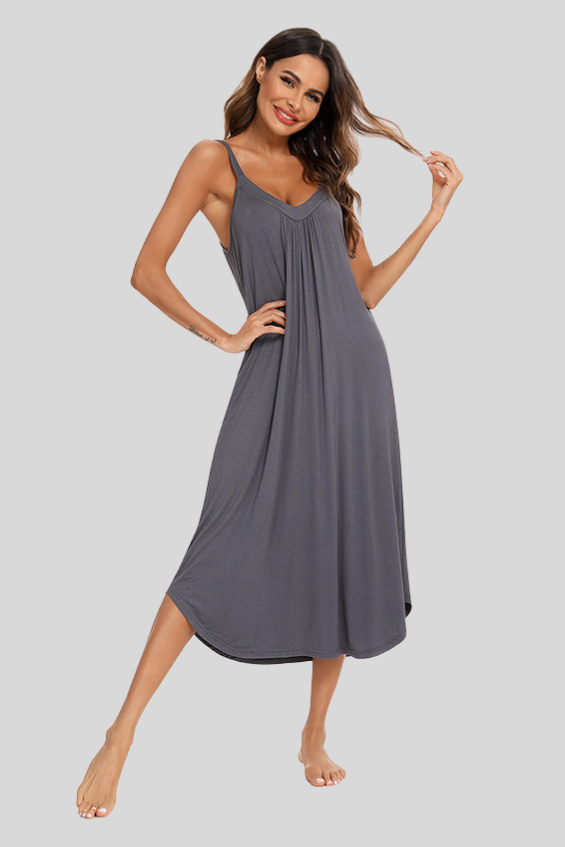 cotton maxi night dress Casual Modal Cotton Nightgown – Alzya