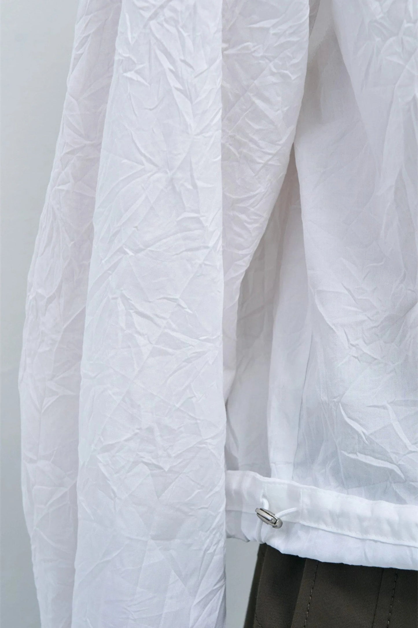 Crinkled Texture Puff Sleeve Blouse – White White