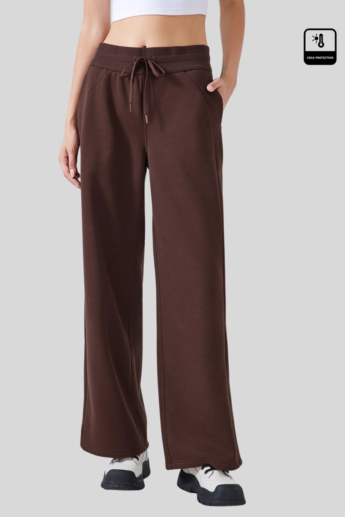 Fleece-Lined Sweatpants Woman Jogger Brown