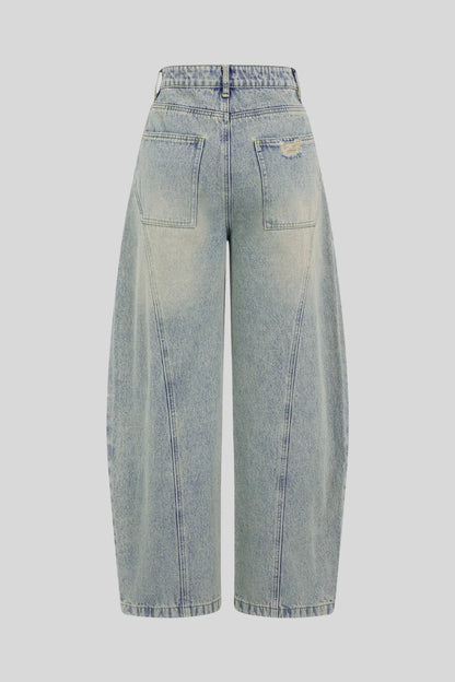 Distressed Flared Light-Wash Jeans Light Blue