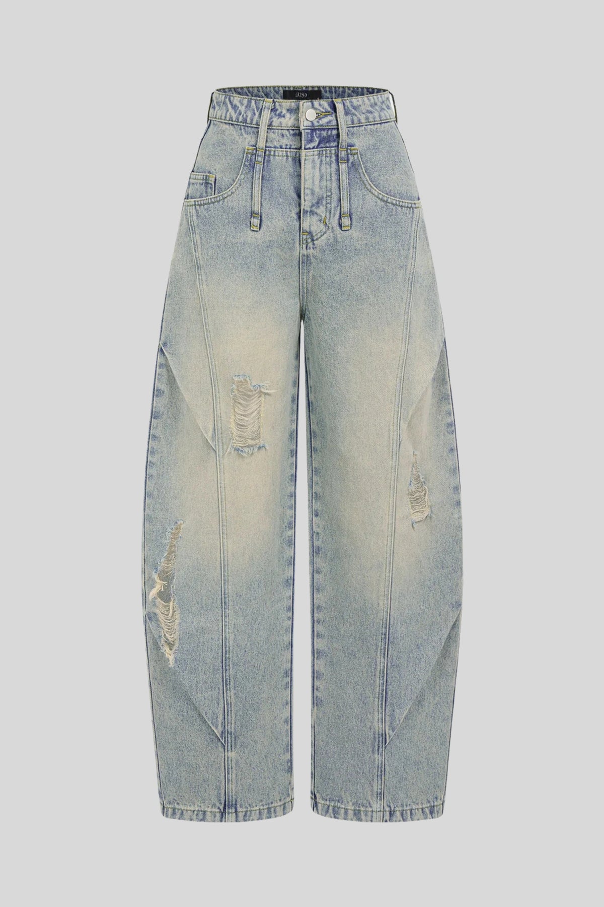 Distressed Flared Light-Wash Jeans