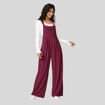 Gaufré Suspender Jumpsuit with Adjustable Straps - Alzya
