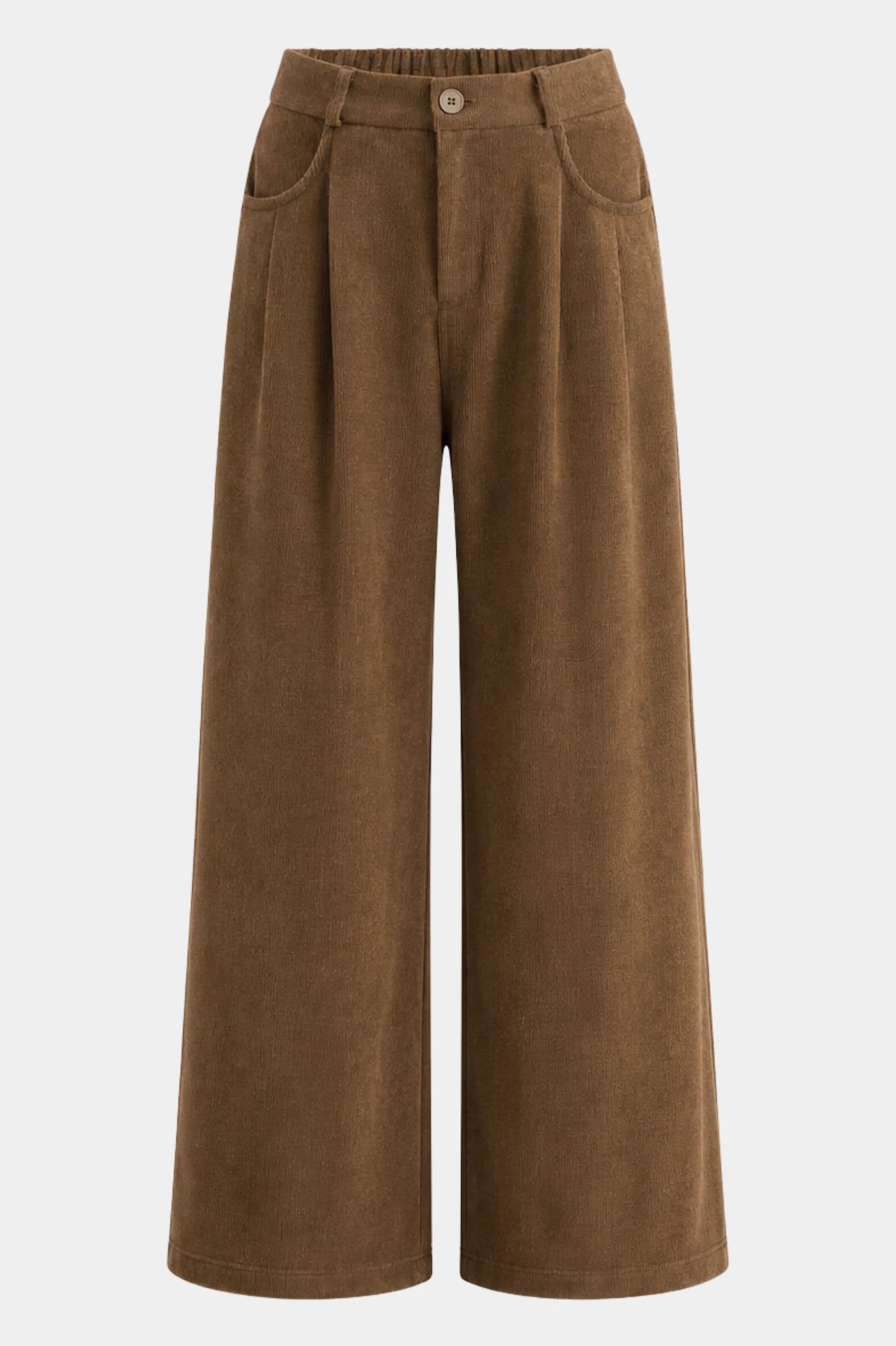 High-Waisted Corduroy Wide-Leg Pants – Brown Brown