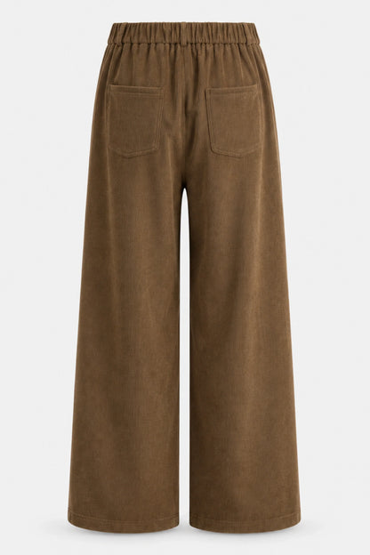 High-Waisted Corduroy Wide-Leg Pants – Brown Brown