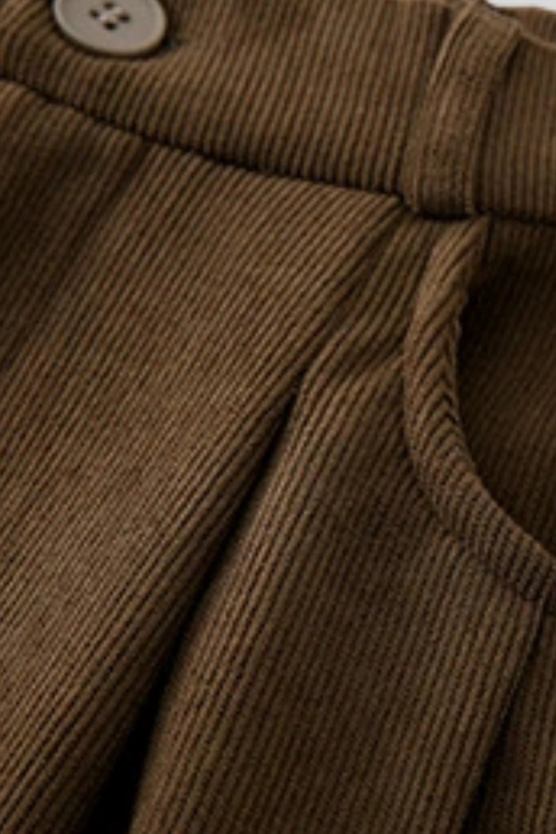 High-Waisted Corduroy Wide-Leg Pants – Brown Brown