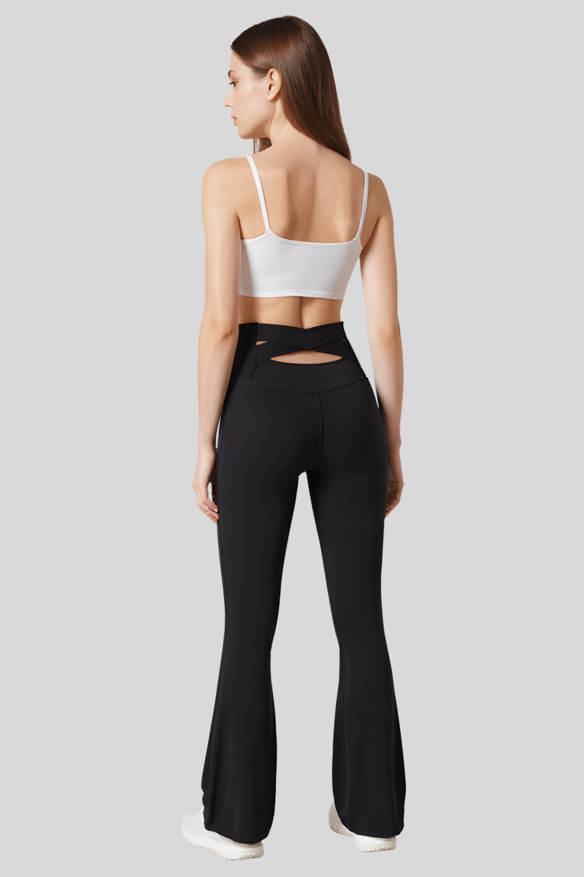 High-Waisted Flare Pants Crossover Waist_Black