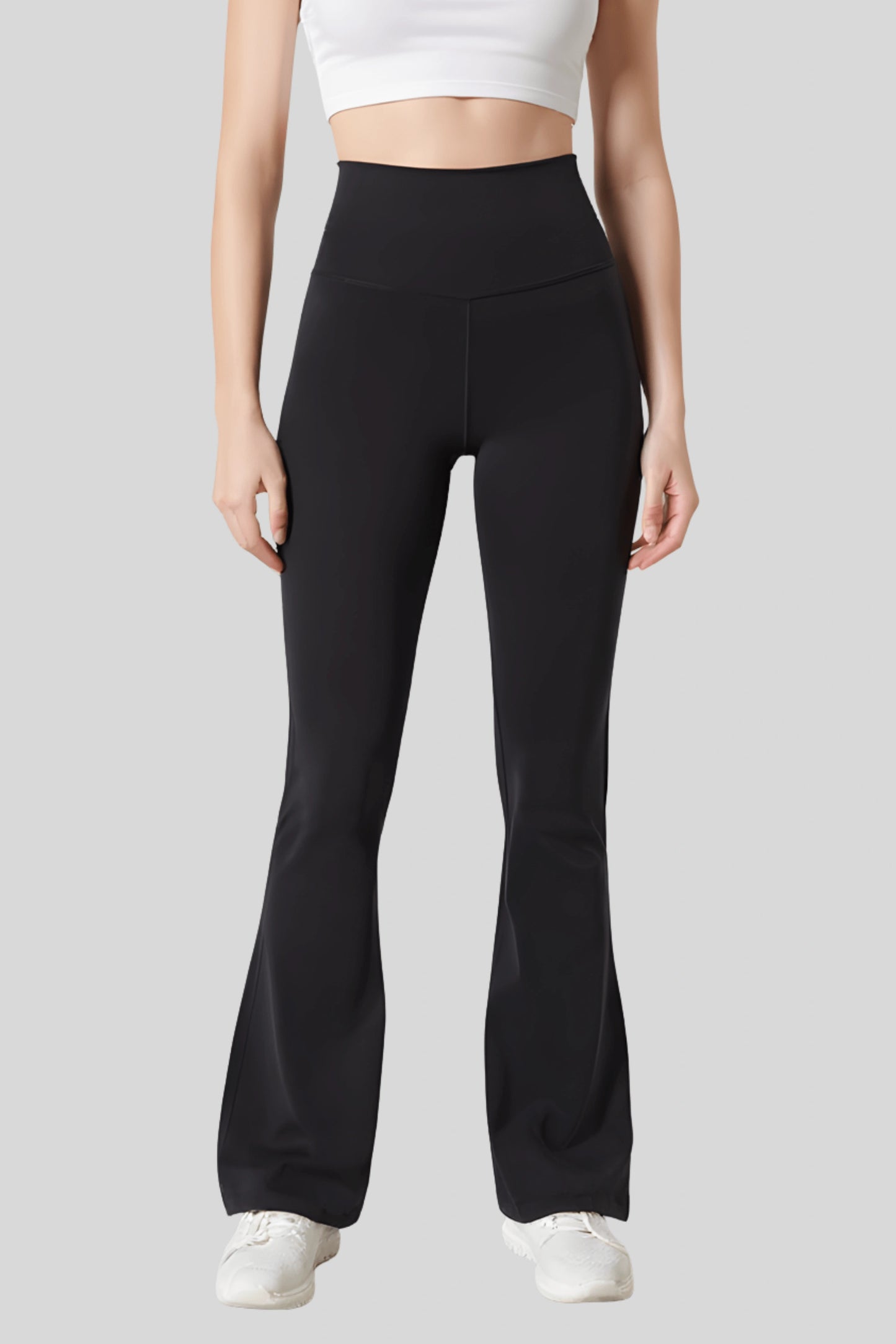 High-Waisted Flare Pants Crossover Waist_Black