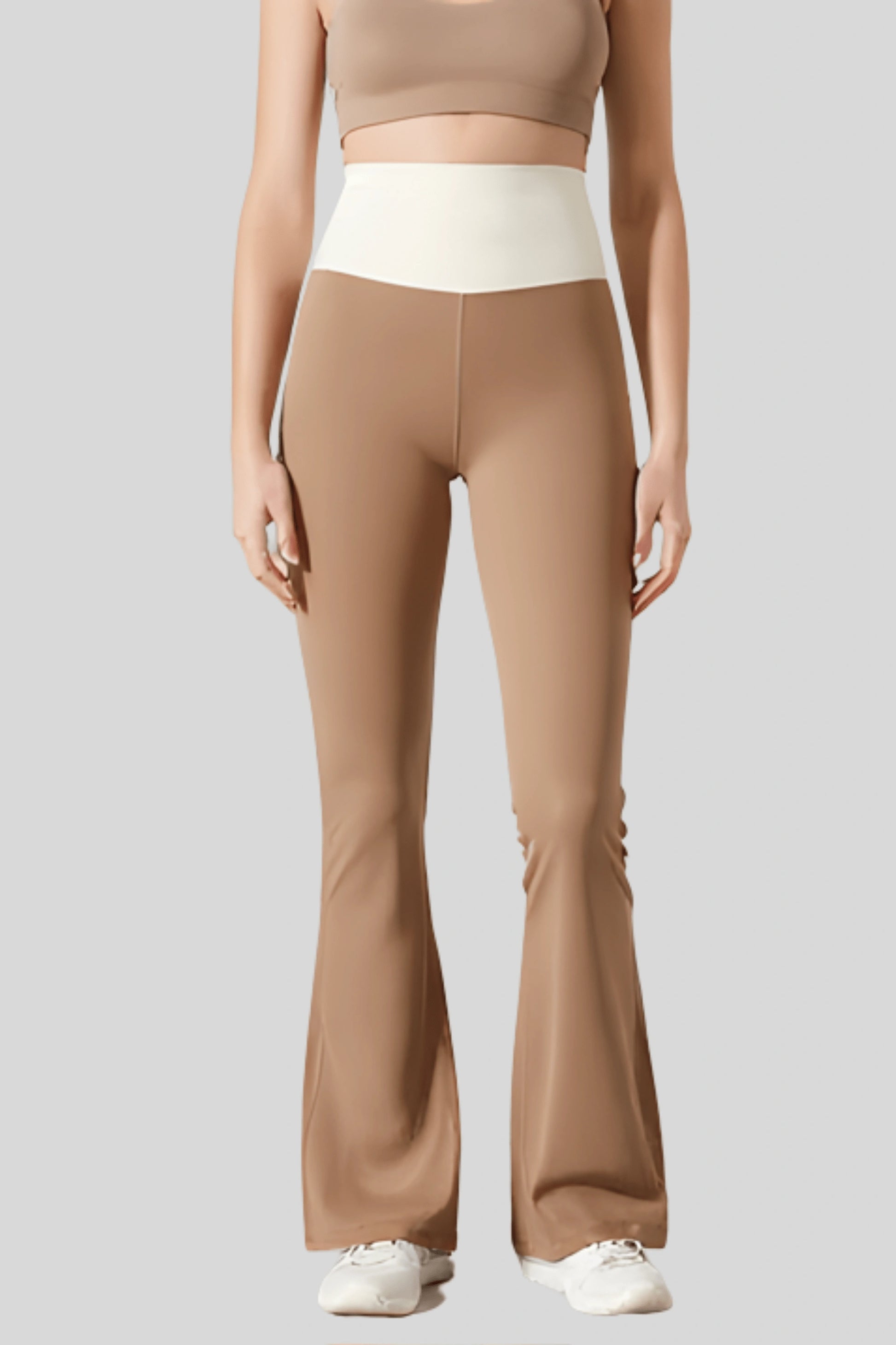 High-Waisted Flare Pants Crossover Waist_Cocoa_Cream