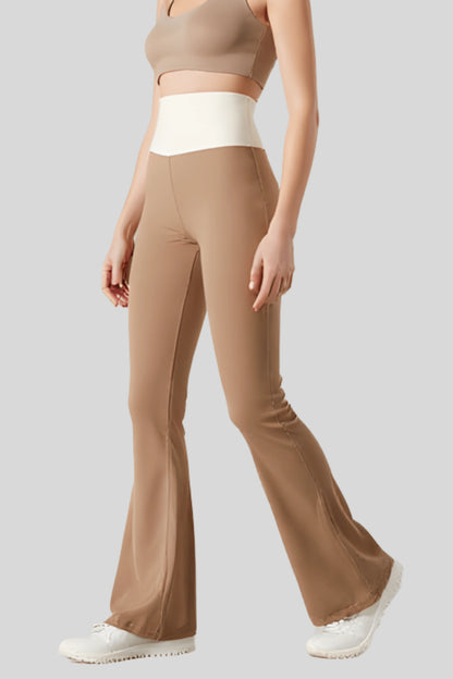 High-Waisted Flare Pants Crossover Waist_Cocoa_Cream