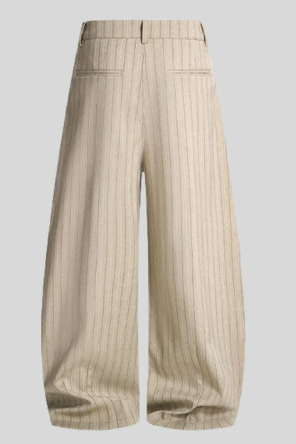 High-Waisted Pinstripe Wide-Leg Pants – Khaki Khaki