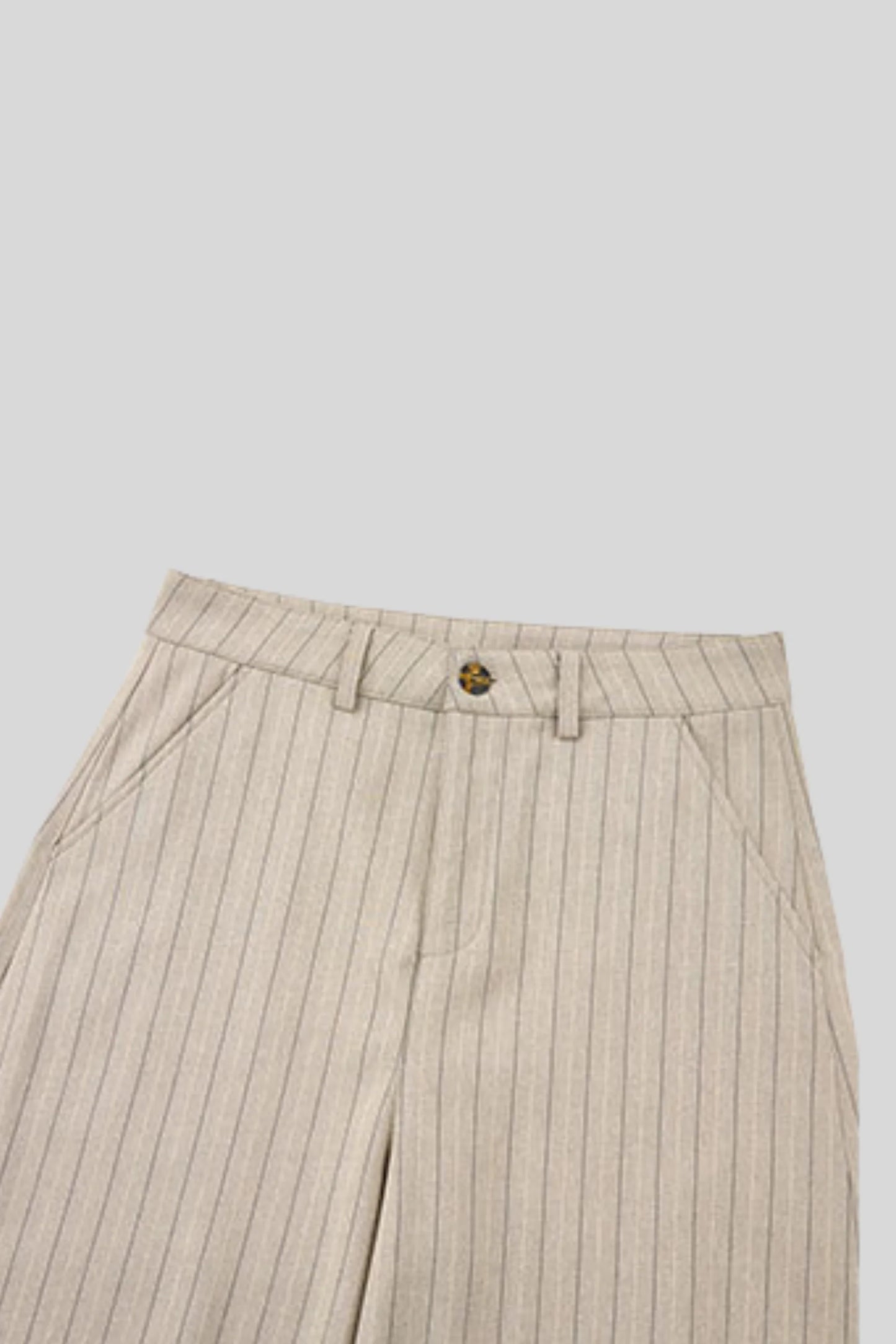 High-Waisted Pinstripe Wide-Leg Pants – Khaki Khaki