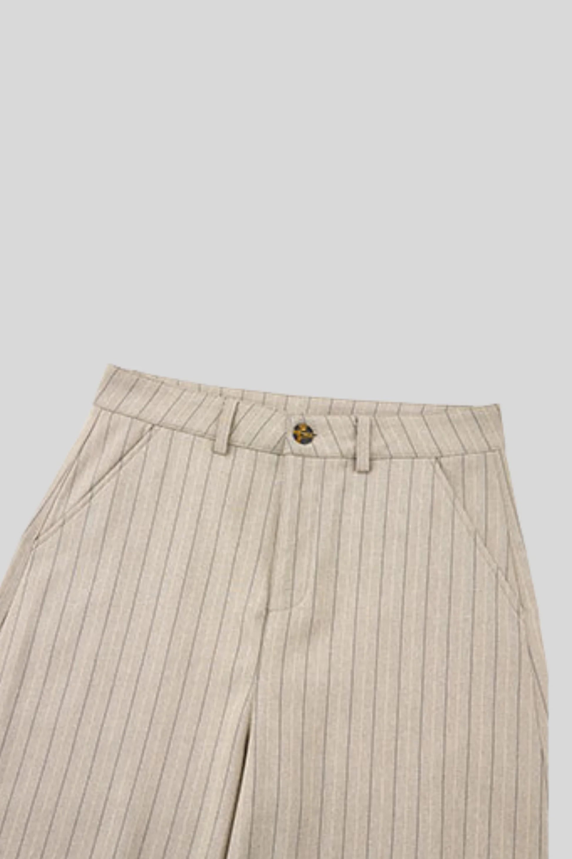 High-Waisted Pinstripe Wide-Leg Pants – Khaki Khaki
