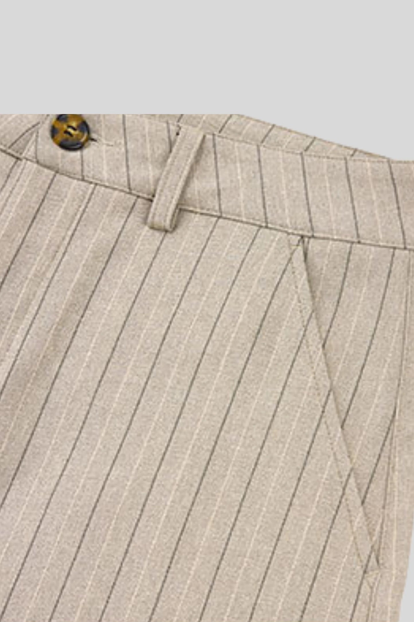 High-Waisted Pinstripe Wide-Leg Pants – Khaki Khaki