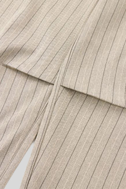High-Waisted Pinstripe Wide-Leg Pants – Khaki Khaki