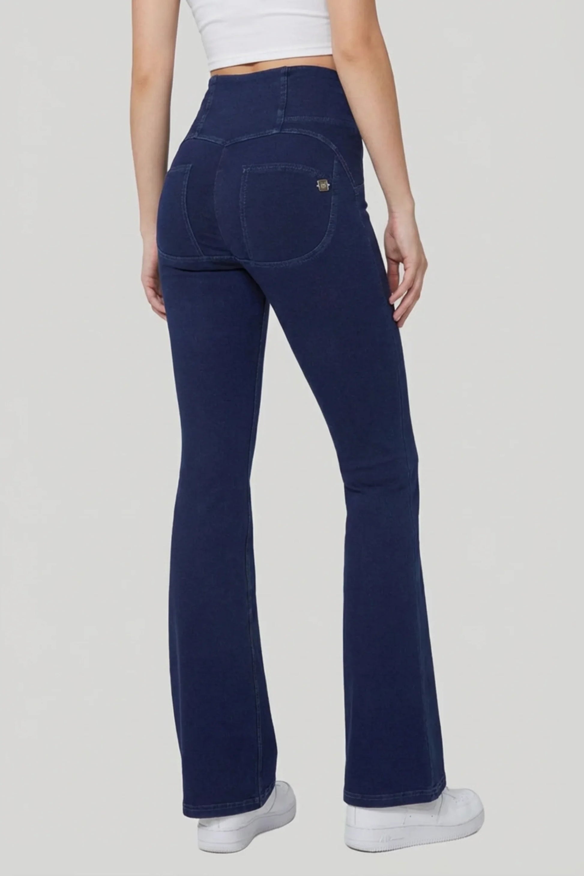 Alzya High Waist Flare Denim Pants � 90% Cotton Retro Fitted Cut � DARK BLUE