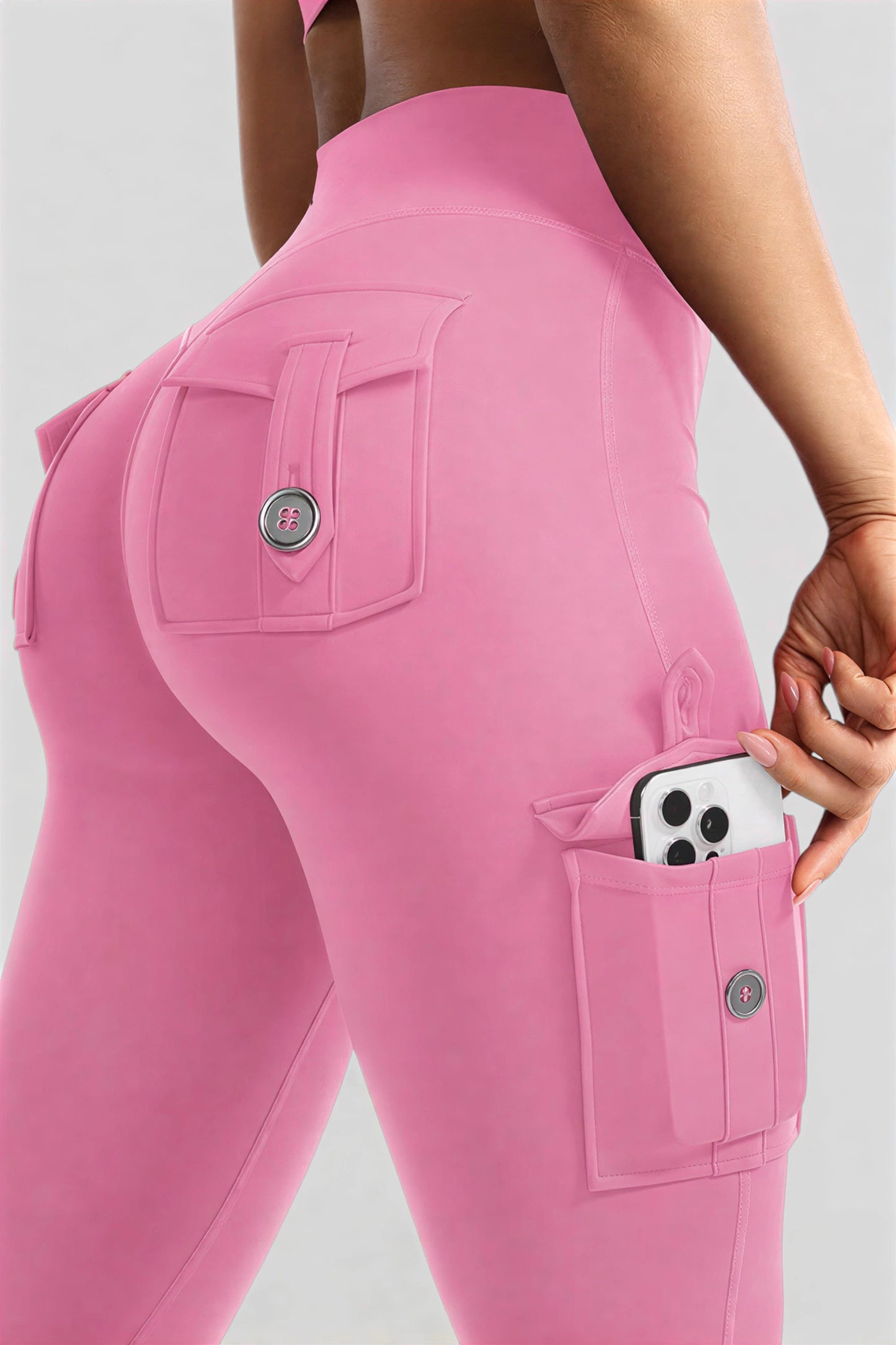 Alzya High Waisted Flare Cargo Leggings � 75% Nylon 4-Way Stretch � BLACK