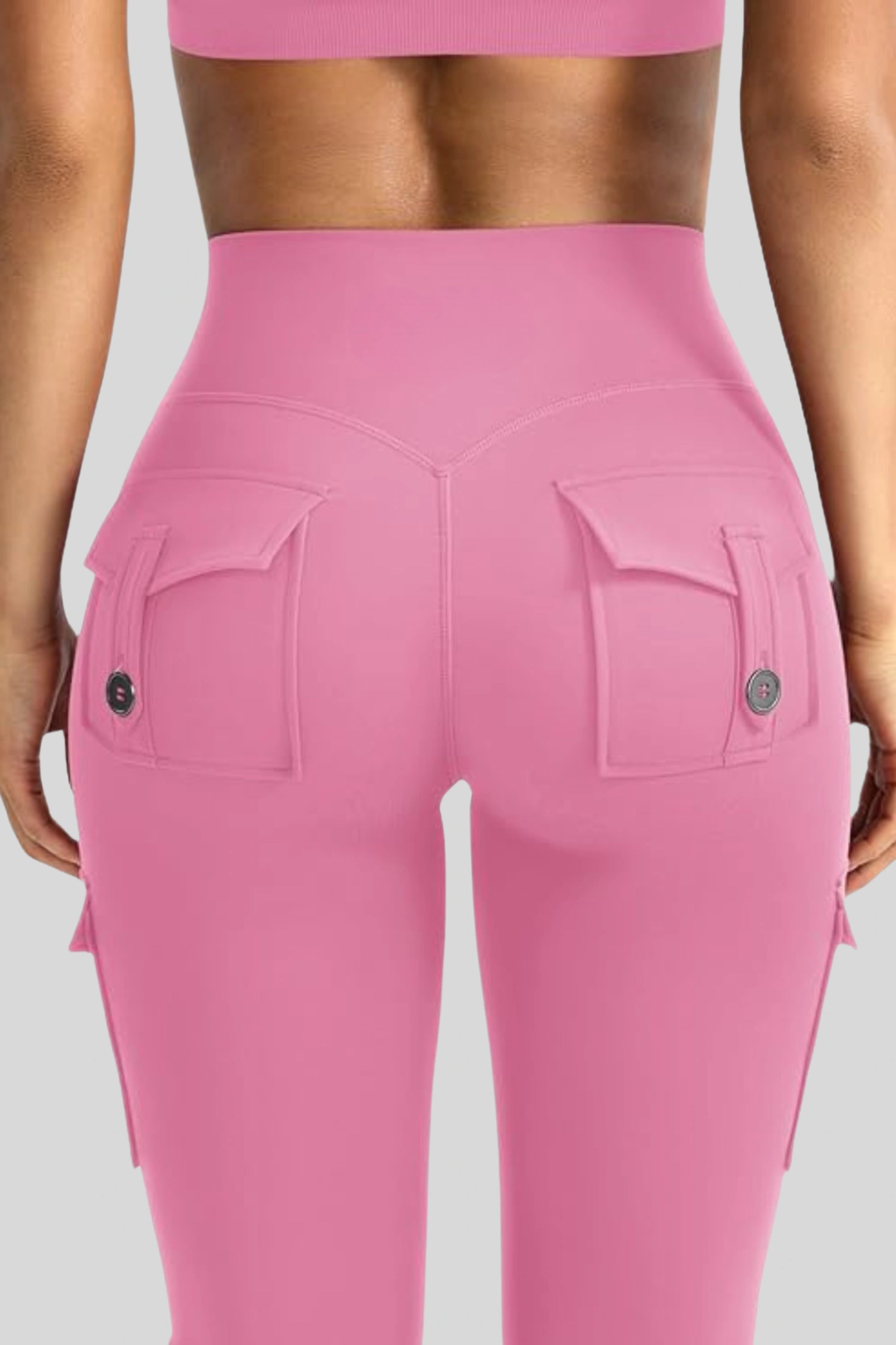 Alzya High Waisted Flare Cargo Leggings � 75% Nylon 4-Way Stretch � BLACK