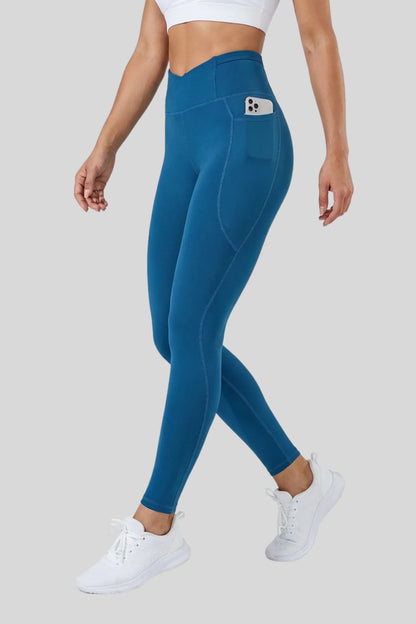 Alzya High Waisted Pocket Sport Leggings � 80% Nylon Teal Blue � TEAL BLUE