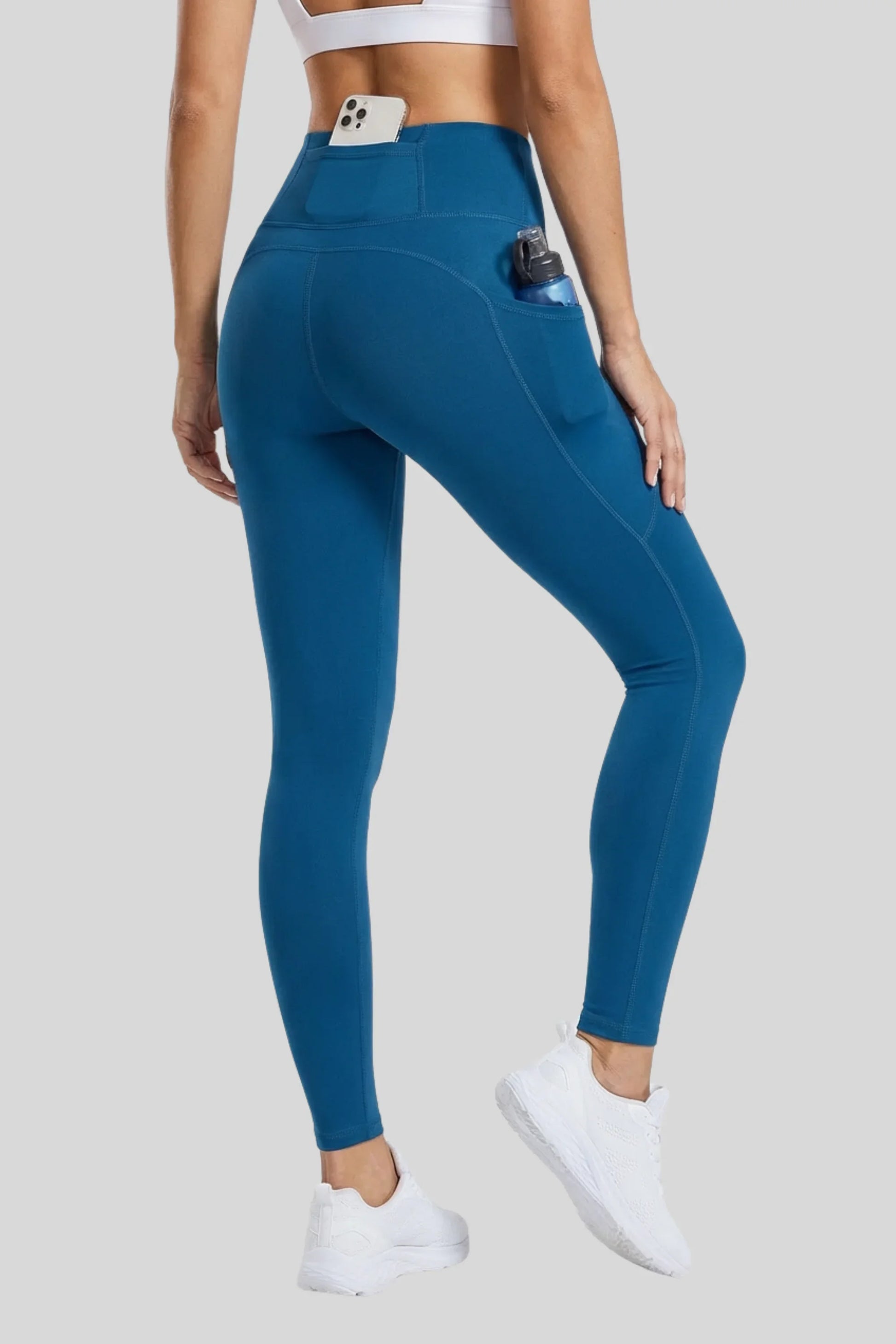 Alzya High Waisted Pocket Sport Leggings � 80% Nylon Teal Blue � TEAL BLUE
