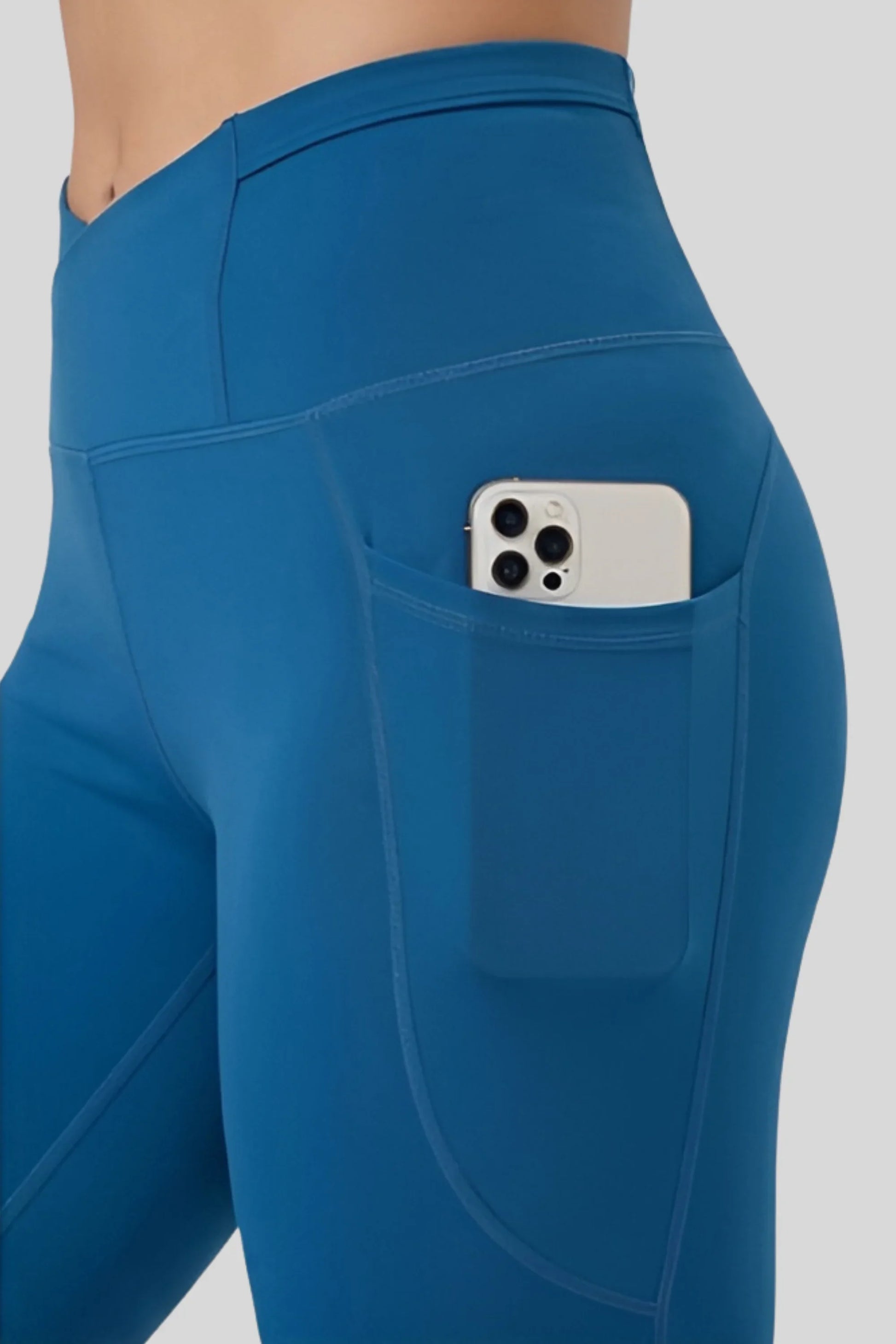 Alzya High Waisted Pocket Sport Leggings � 80% Nylon Teal Blue � TEAL BLUE
