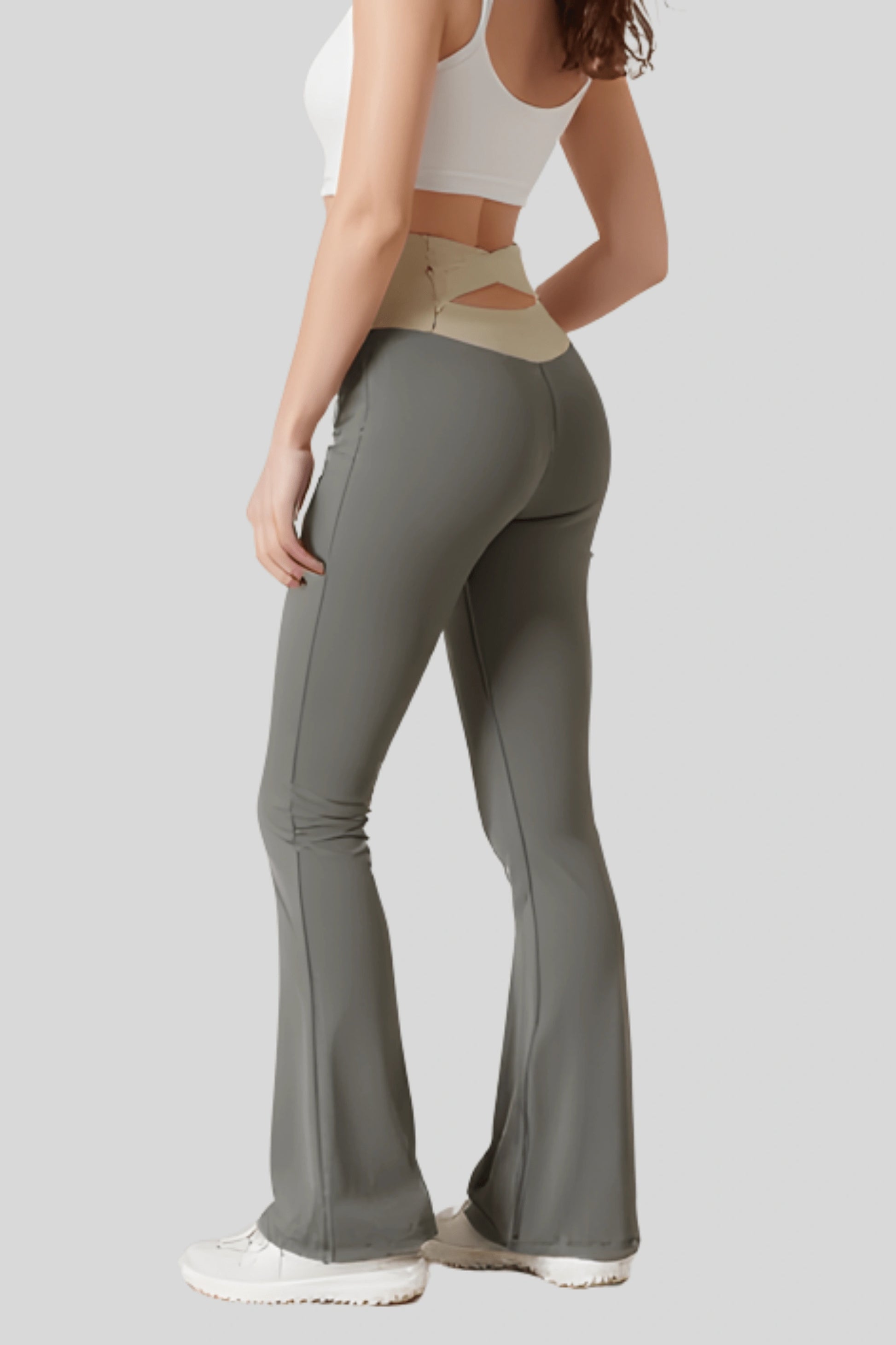 High_waisted_Flare_Pants_Crossover_Waist_Verdant_Green