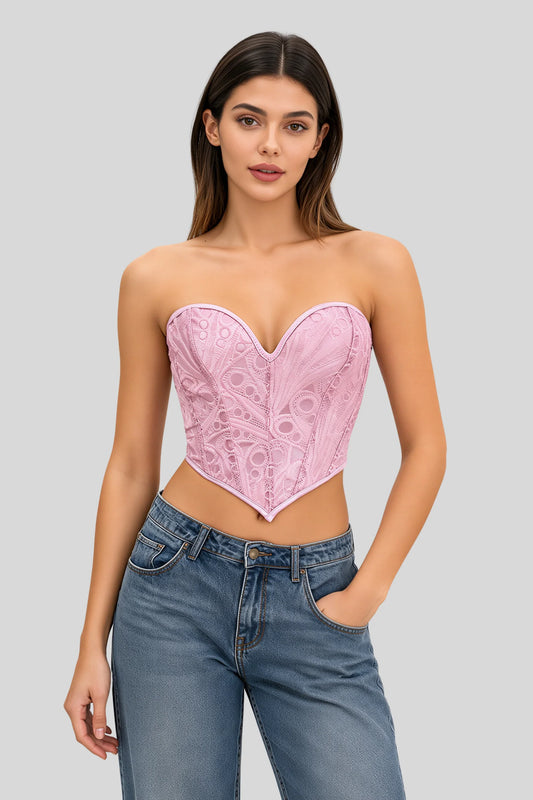 Lace Pink Corset Top Pink