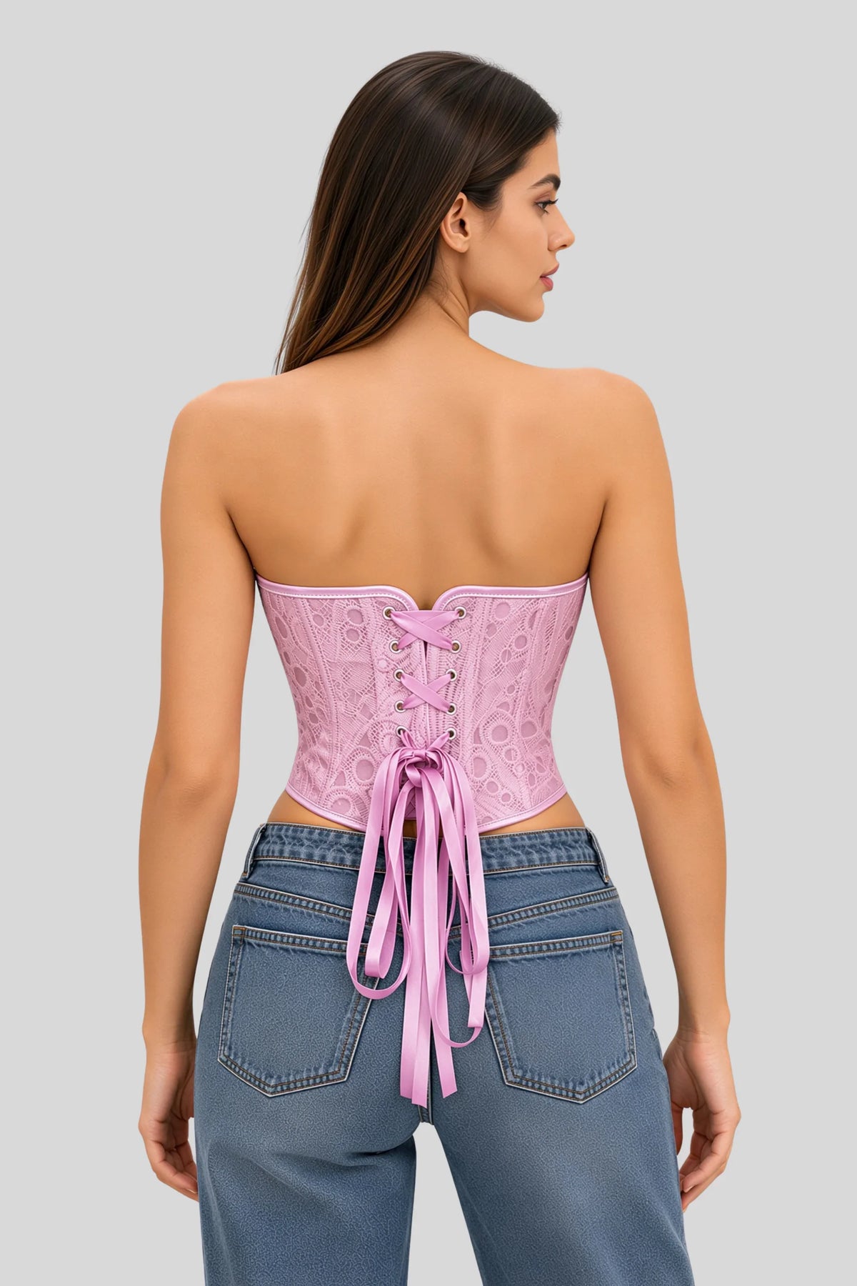 Lace Pink Corset Top Pink
