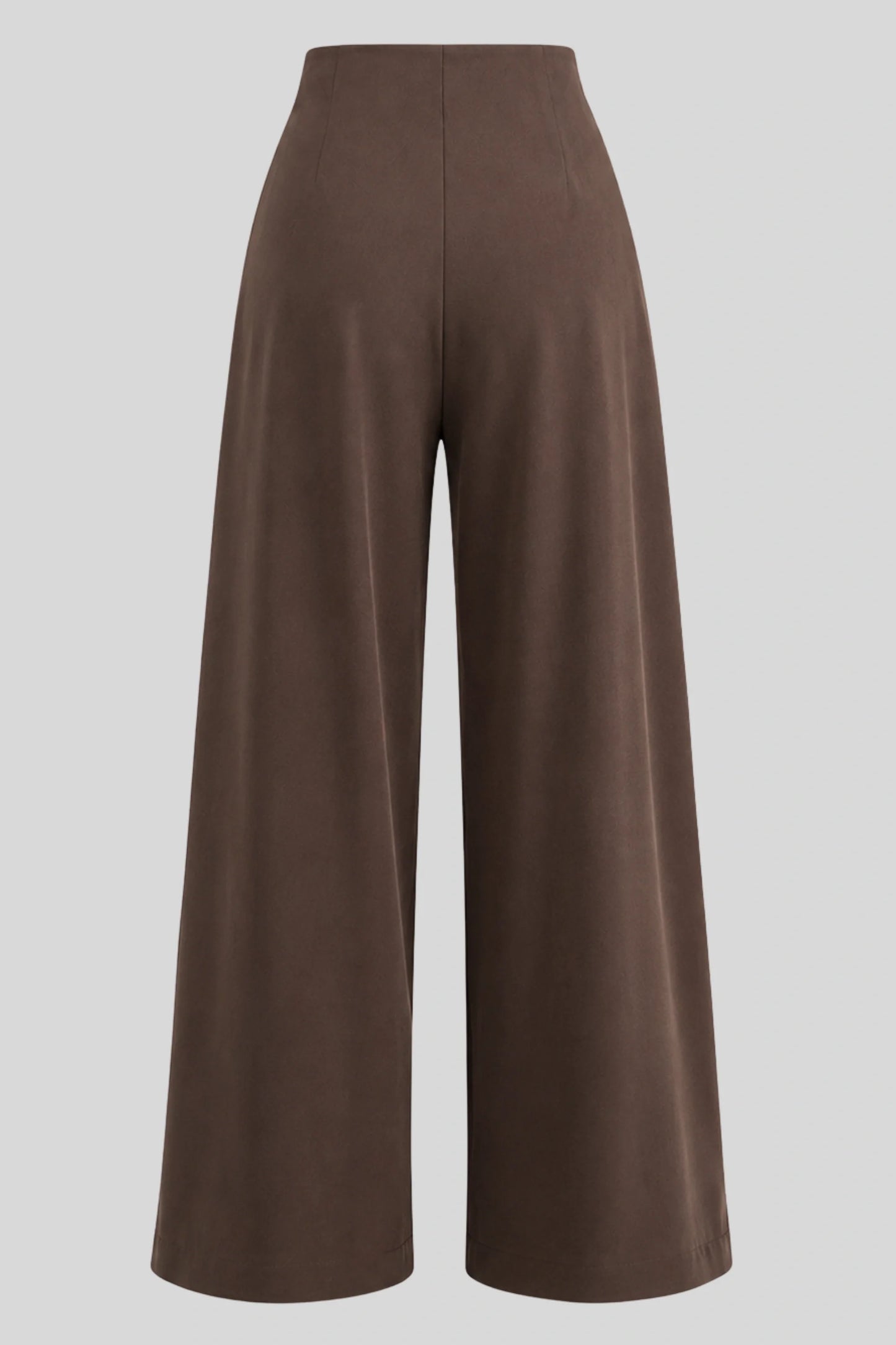 Asymmetric Wrap High-Waisted Wide-Leg Pants – Brown Brown