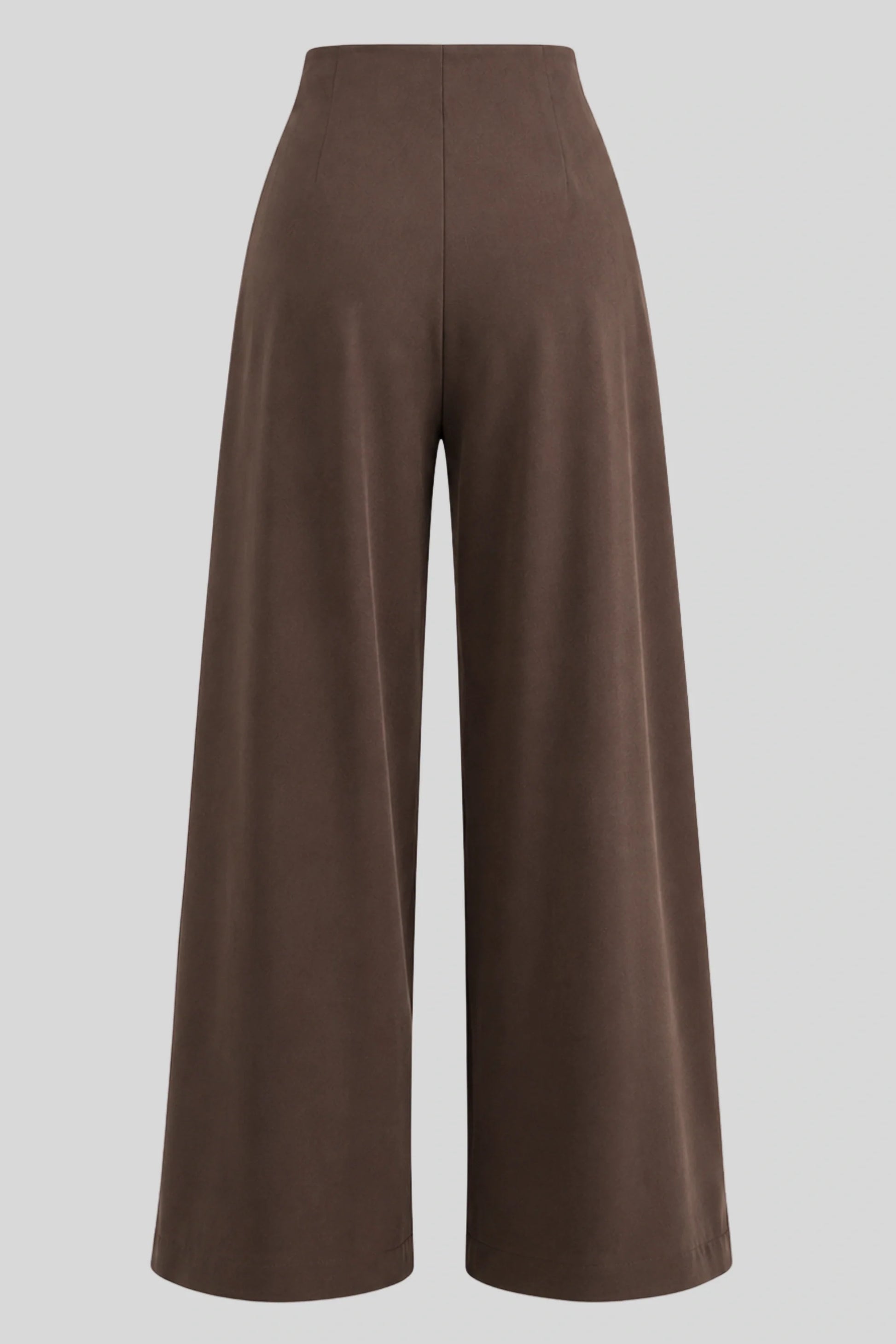 Asymmetric Wrap High-Waisted Wide-Leg Pants – Brown Brown
