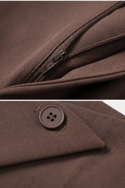Asymmetric Wrap High-Waisted Wide-Leg Pants – Brown Brown