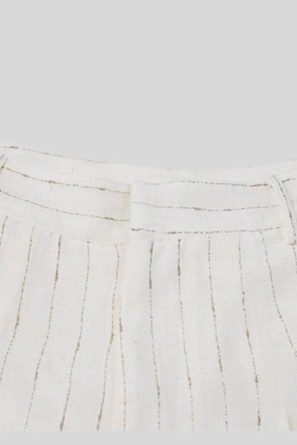High-Waisted Pinstripe Wide-Leg Pants – White White