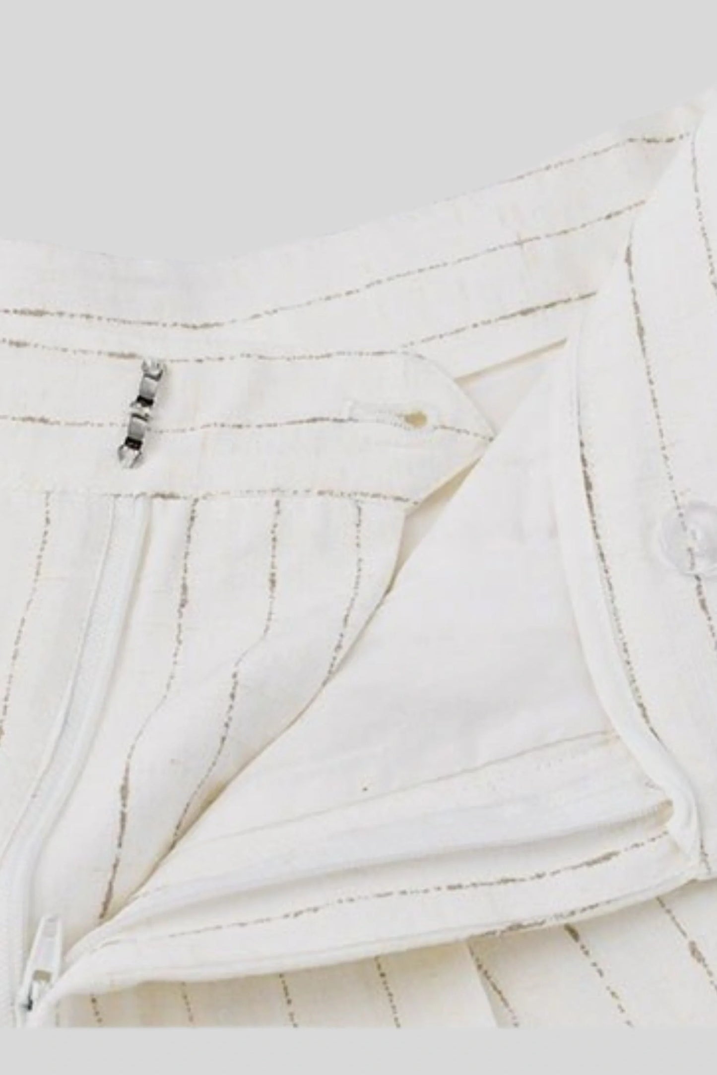 High-Waisted Pinstripe Wide-Leg Pants – White White