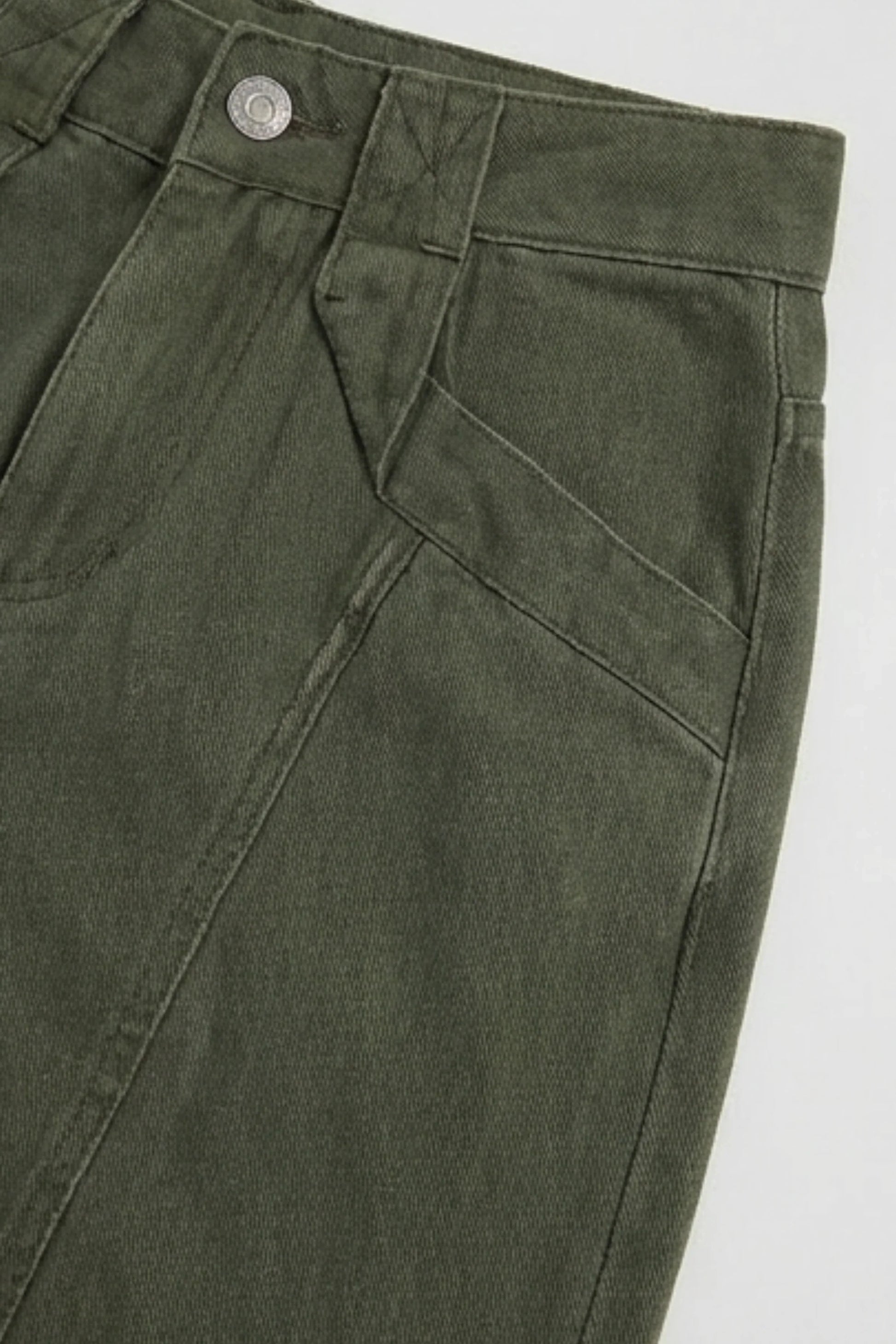 Alzya Olive Wide Leg Utility Pants � 100% Cotton Baggy Frayed Hem � OLIVE GREEN