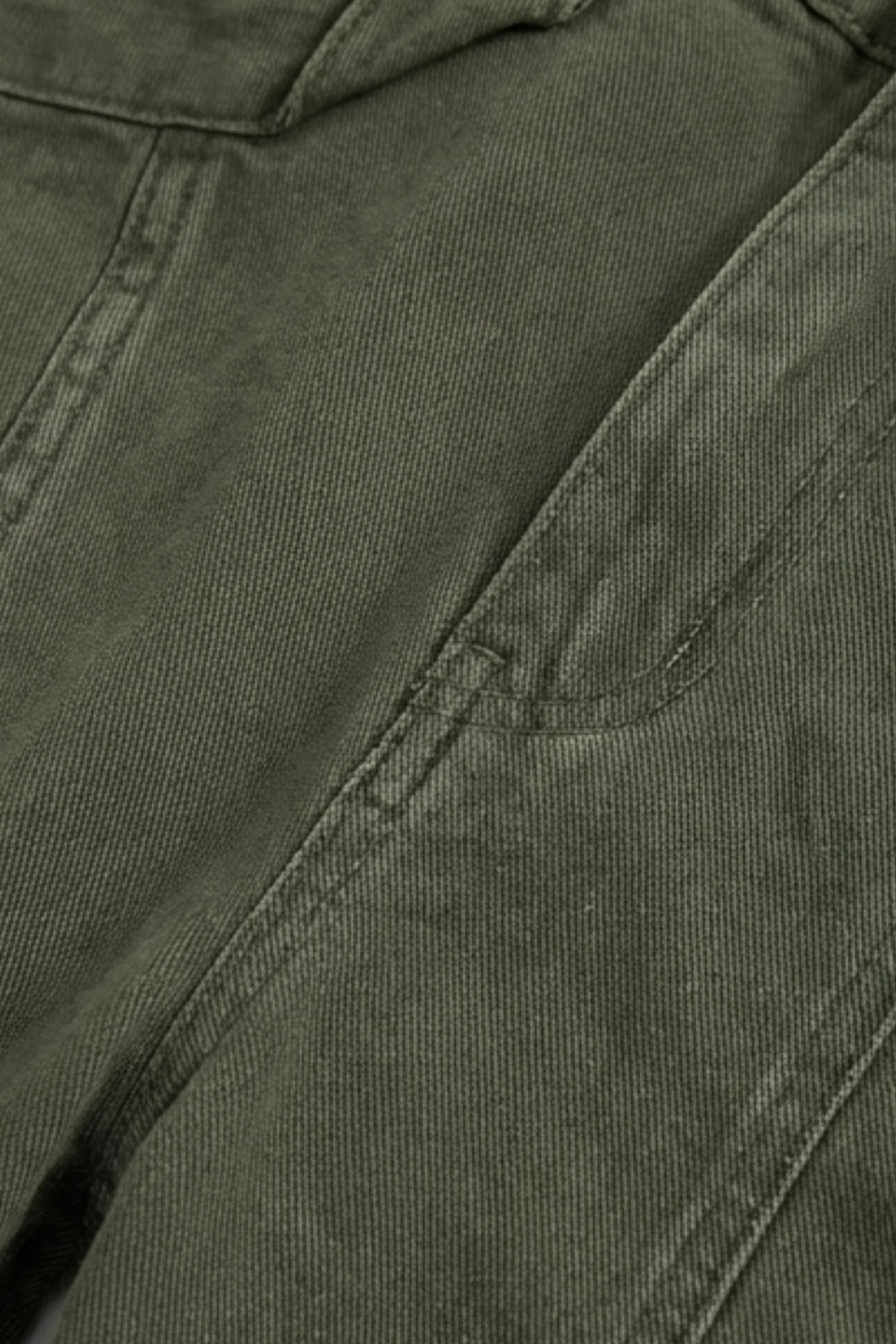 Alzya Olive Wide Leg Utility Pants � 100% Cotton Baggy Frayed Hem � OLIVE GREEN