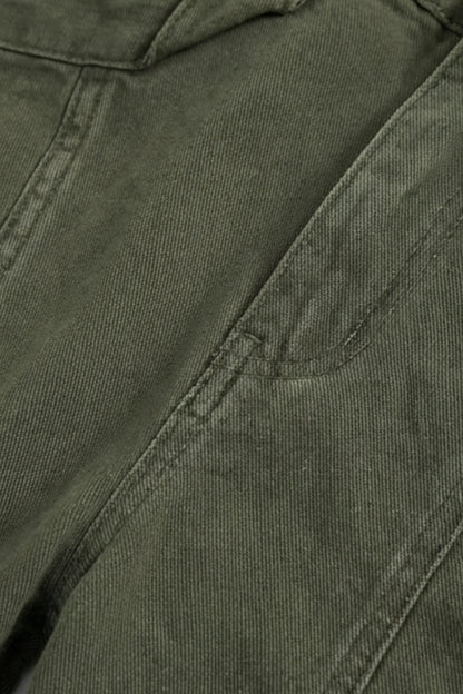 Alzya Olive Wide Leg Utility Pants � 100% Cotton Baggy Frayed Hem � OLIVE GREEN