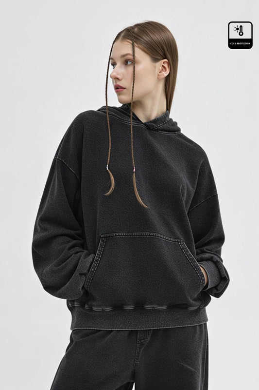 Oversized Hooded Sweatshirt – Black Black